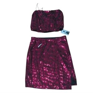 Sincerely Jules Red Sequins Skirt & Top Set